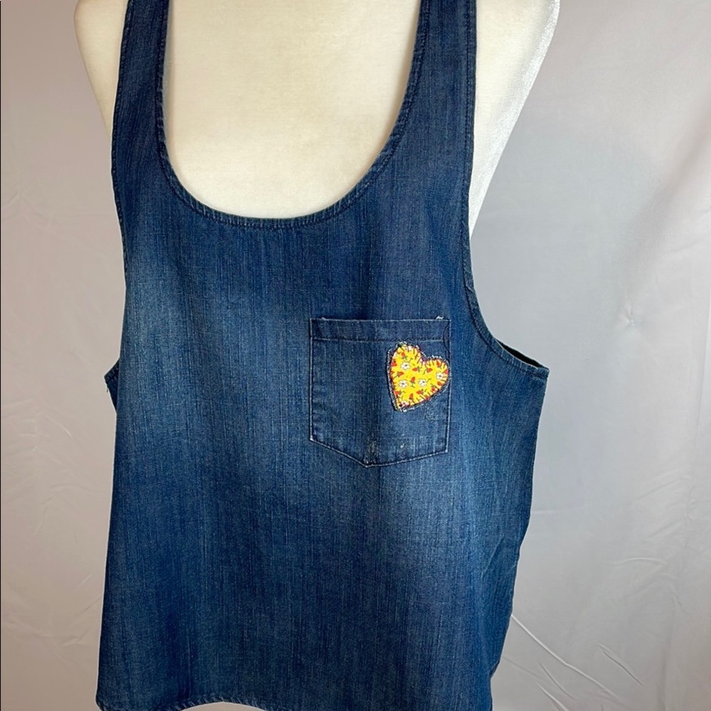 Upcycled Denim Sleeveless Top with Pocket